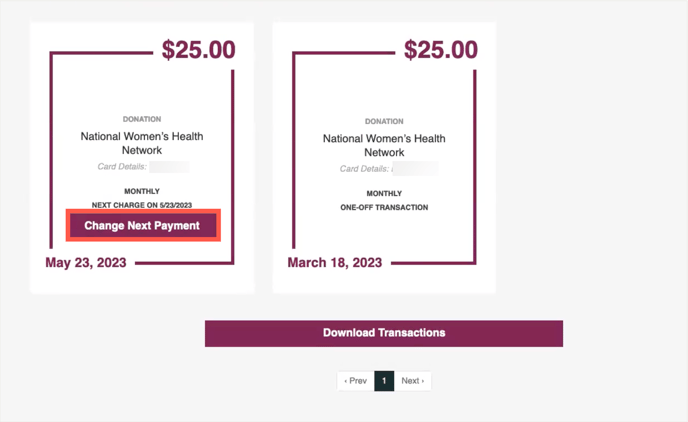 Donor Portal - Cancel Recurring Transaction